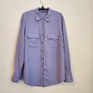 New York Nexx 100% Silk Button-Down Shirt, Size M